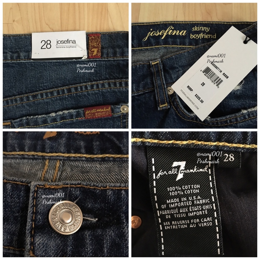 7 For All Man Kind Josefina Boyfriend Denim Ripped Jeans - Picture 4 of 4